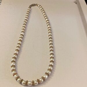 Classic Pearl and Gold Beaded Necklace